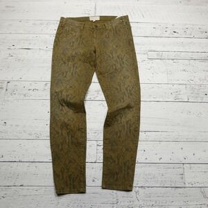 Current Elliott Jeans Womens 29 Oregano‎ Ankle Skinny Green Snake Print Made USA